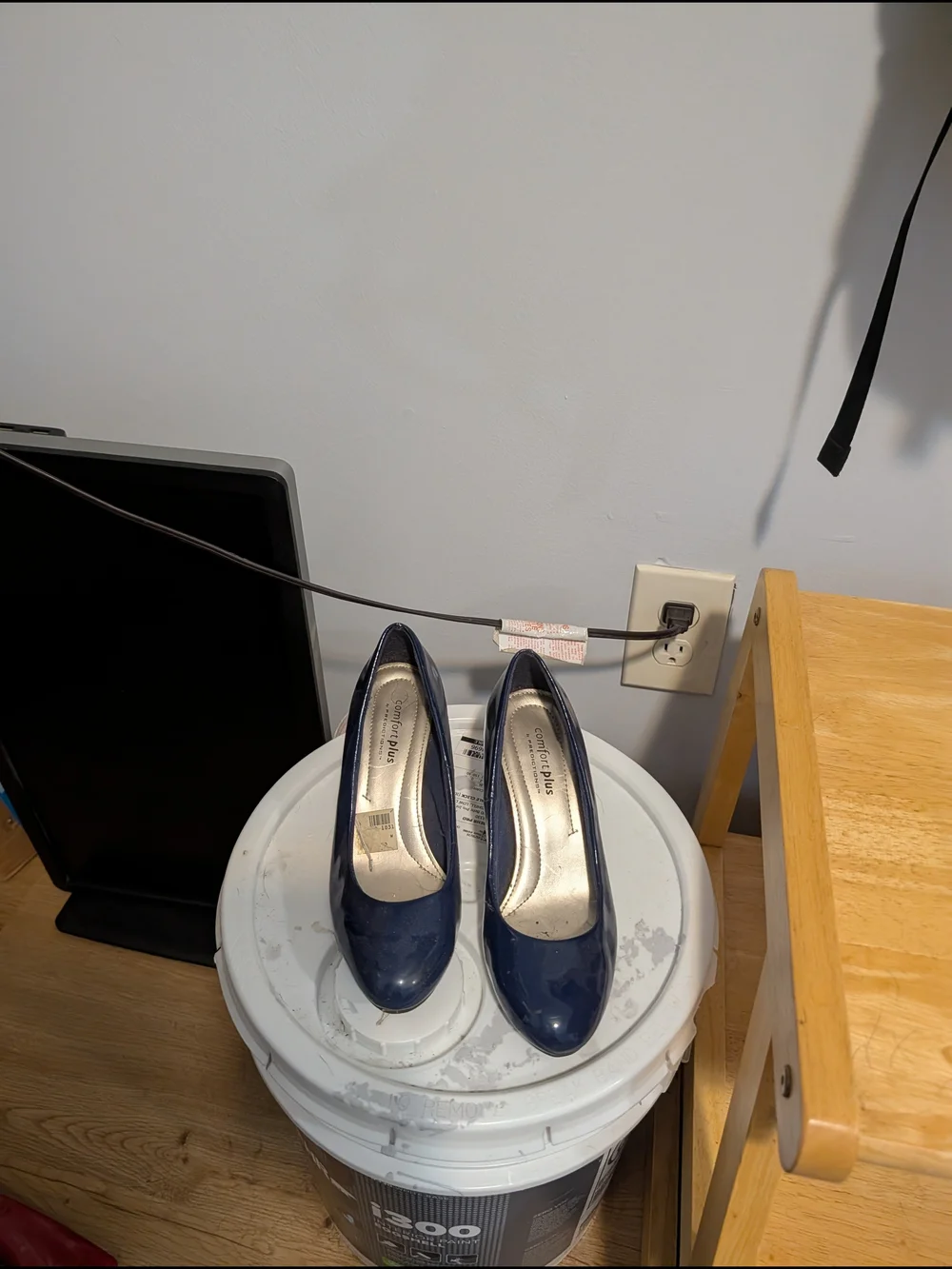 comfort plus by Predictions Navy Patent Round-Toe Pumps